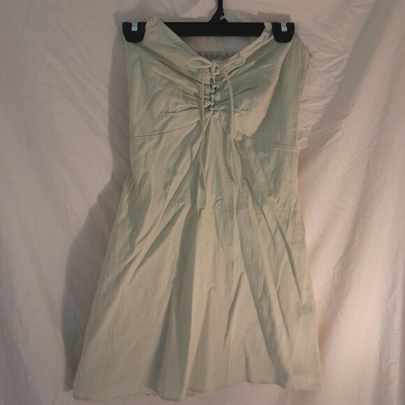H&M Dresses & Skirts - Light Green H&M mini Spring Dress *Reworked sleeveless design with raw cut edges